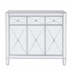 Homeroots Sideboard HomeRoots Glamorous Mirrored Bling Three Door Accent Cabinet