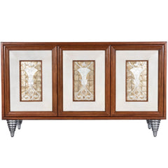 Homeroots Sideboard HomeRoots Shelly Leather & Capiz Shell Inlay Sideboard