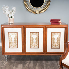 Homeroots Sideboard HomeRoots Shelly Leather & Capiz Shell Inlay Sideboard