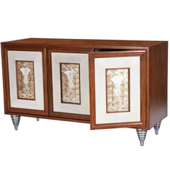 Homeroots Sideboard HomeRoots Shelly Leather & Capiz Shell Inlay Sideboard