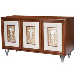 Homeroots Sideboard HomeRoots Shelly Leather & Capiz Shell Inlay Sideboard