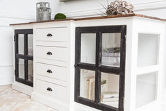 Homeroots Sideboard HomeRoots White And Black Solid Mango Wood Frame Sideboard With 4 Drawers And 4 Shelves