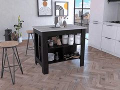 TUHome Kitchen Islands Black/Ibizar Mar TUHome Cala Kitchen Island