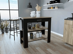 TUHome Kitchen Islands Black/Light Oak TUHome Cala Kitchen Island 40