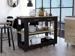 TUHome Kitchen Islands Black/Light Oak TUHome Cala Kitchen Island 46