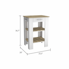 TUHome Kitchen Islands TUHome Cala Kitchen Island 23 White/Light Oak