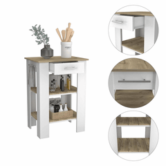 TUHome Kitchen Islands TUHome Cala Kitchen Island 23 White/Light Oak