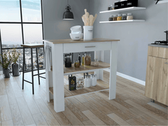 TUHome Kitchen Islands White/Light Oak TUHome Cala Kitchen Island 40