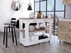 TUHome Kitchen Islands White/Light Oak TUHome Cala Kitchen Island 46